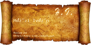 Házi Iván névjegykártya